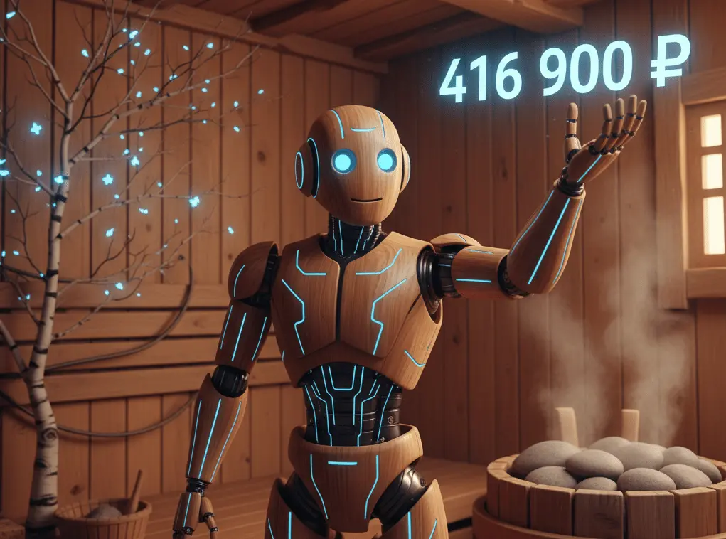 ИИ-робот в деревянной бане — иллюстрация к сделке на 416 900₽